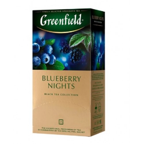 ЧАЙ GREENFIELD Чай чёрный, с раст. доб.,аромат. "Blueberry Nights" 25х 1,5г